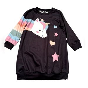 Girls Long Sleeves Sweatshirt Dress- Casual Versatile Cute Pony Dress SZ 3T-6T